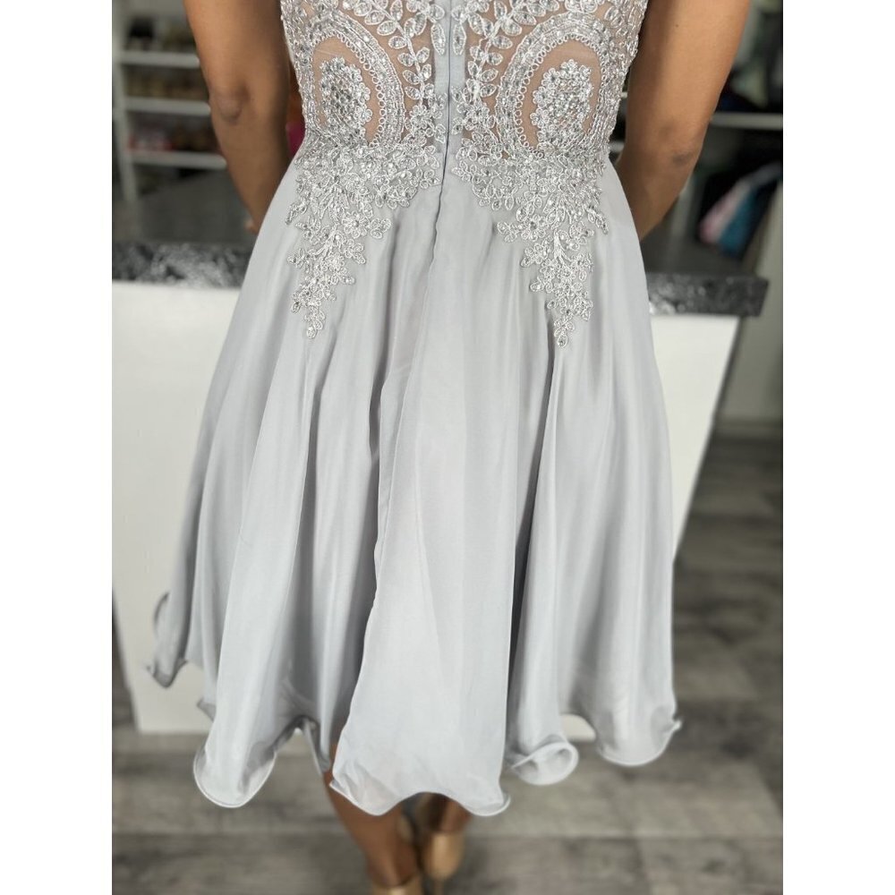 NWT May Queen Silver Embroidered A-Line Dress $118 - Picture 12 of 15